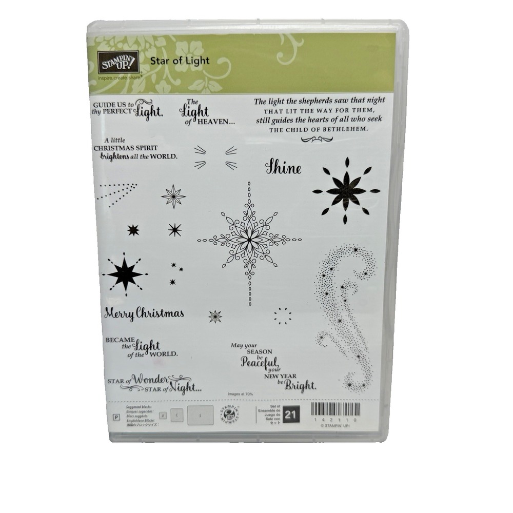 Stampin' Up! Star of Light Clear Stamp Set Christmas Stars 21-Piece 142110 NEW